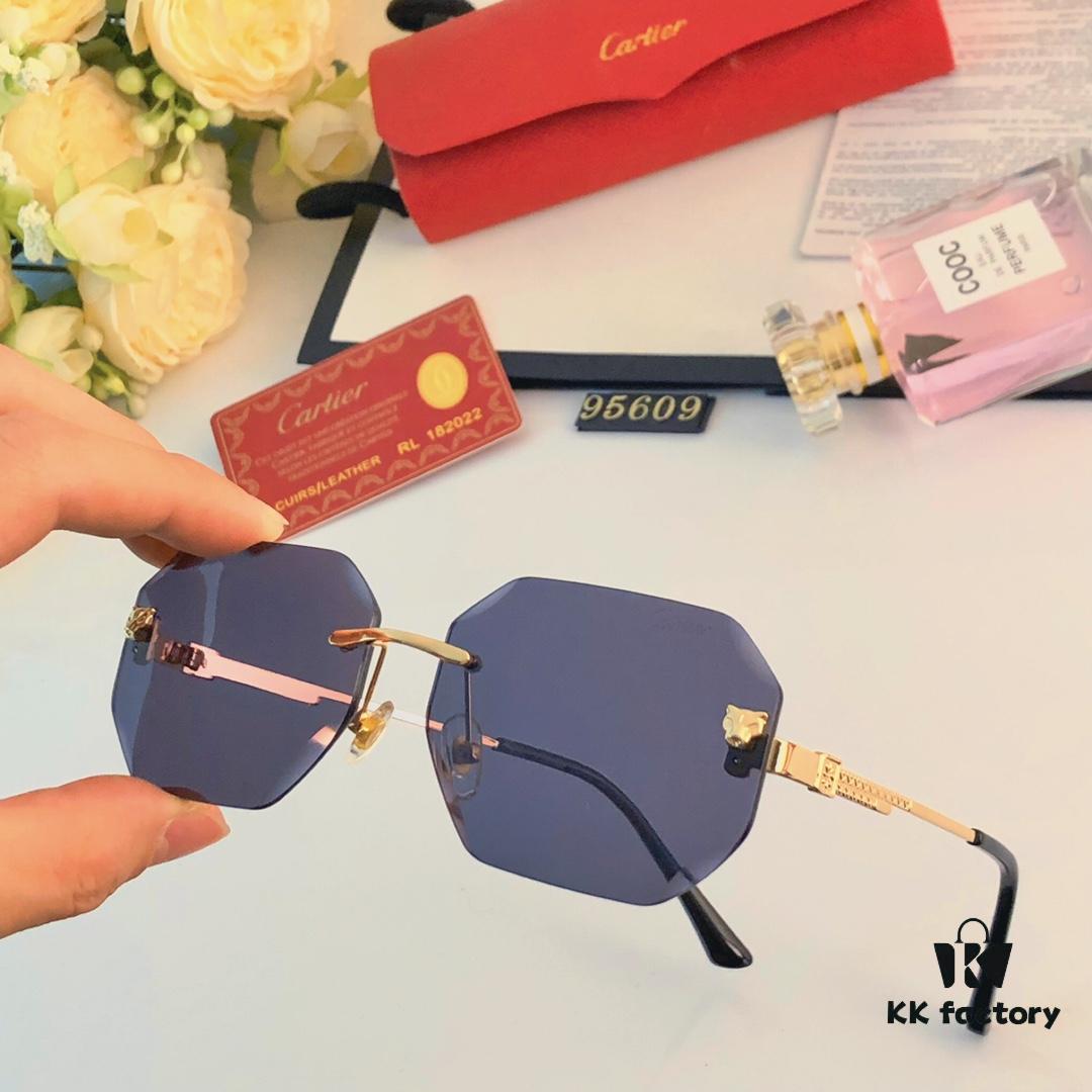 Cartier New Arrival Stylish Frameless Panther Decor Sunglasses, Retro Fashion Unisex Driving Sun Glasses