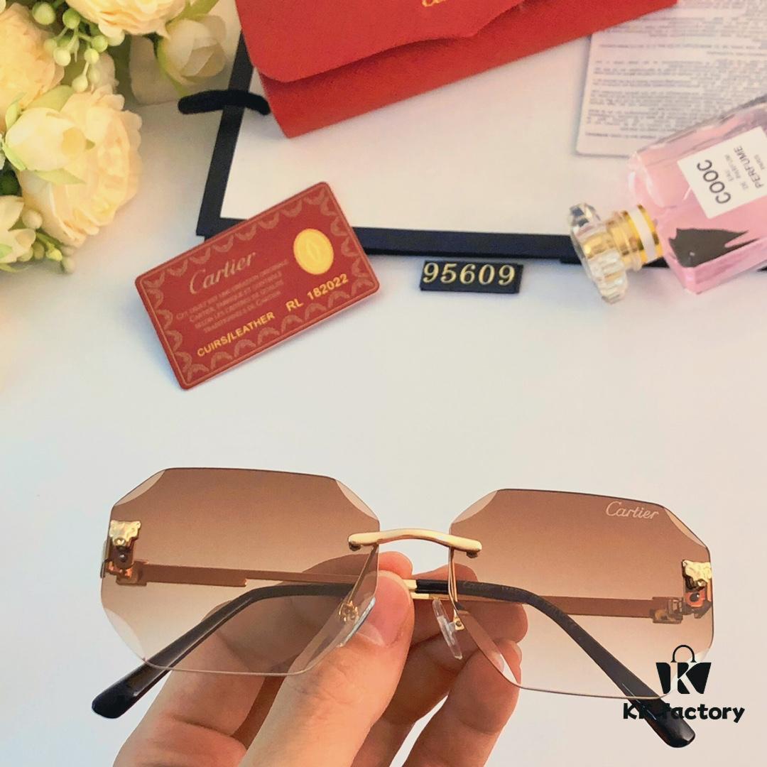 Cartier New Arrival Stylish Frameless Panther Decor Sunglasses, Retro Fashion Unisex Driving Sun Glasses