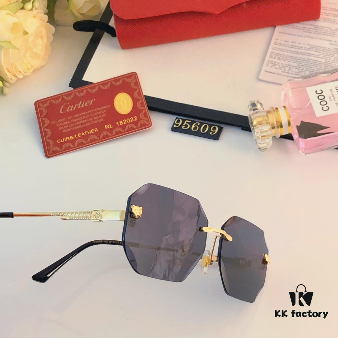 Cartier New Arrival Stylish Frameless Panther Decor Sunglasses, Retro Fashion Unisex Driving Sun Glasses