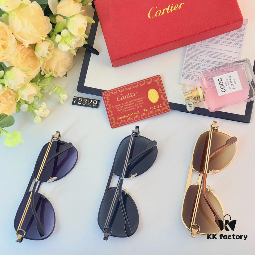 Cartier New Metal Aviator Sunglasses, Stylish European-American Design, High-Quality Sports Pilot Shades for Driving