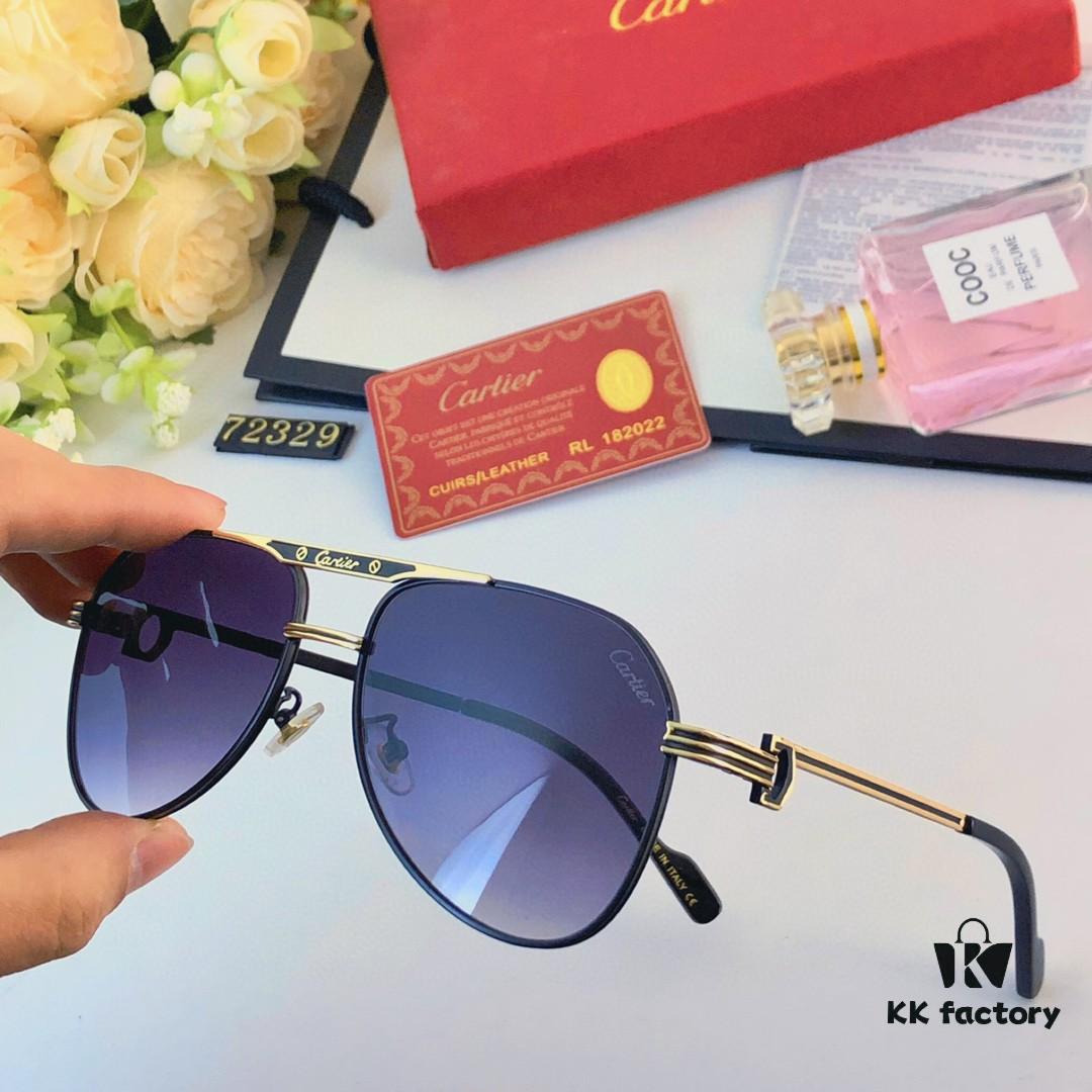 Cartier New Metal Aviator Sunglasses, Stylish European-American Design, High-Quality Sports Pilot Shades for Driving