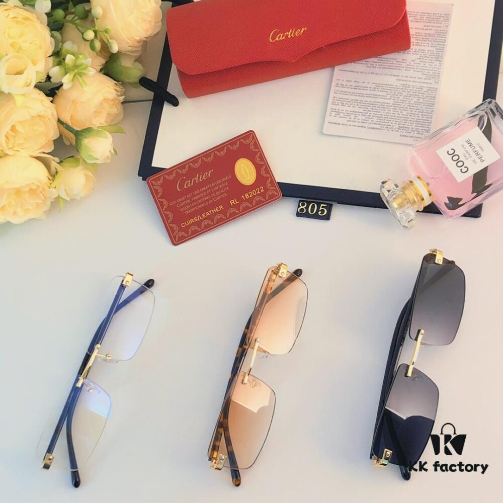 Cartier 2024 New Arrival Stylish Frameless Cut-Out Men's Sunglasses, Retro Fashion Metal Square Sunglasses, Instagram-Famous Eyewear