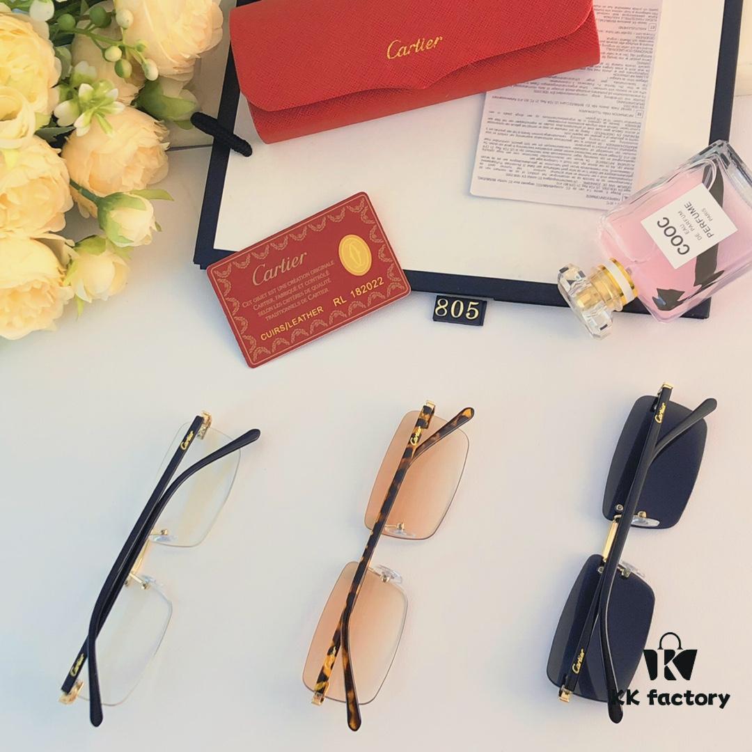 Cartier 2024 New Arrival Stylish Frameless Cut-Out Men's Sunglasses, Retro Fashion Metal Square Sunglasses, Instagram-Famous Eyewear