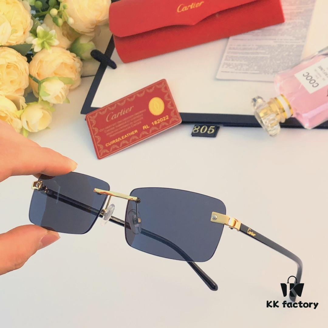 Cartier 2024 New Arrival Stylish Frameless Cut-Out Men's Sunglasses, Retro Fashion Metal Square Sunglasses, Instagram-Famous Eyewear