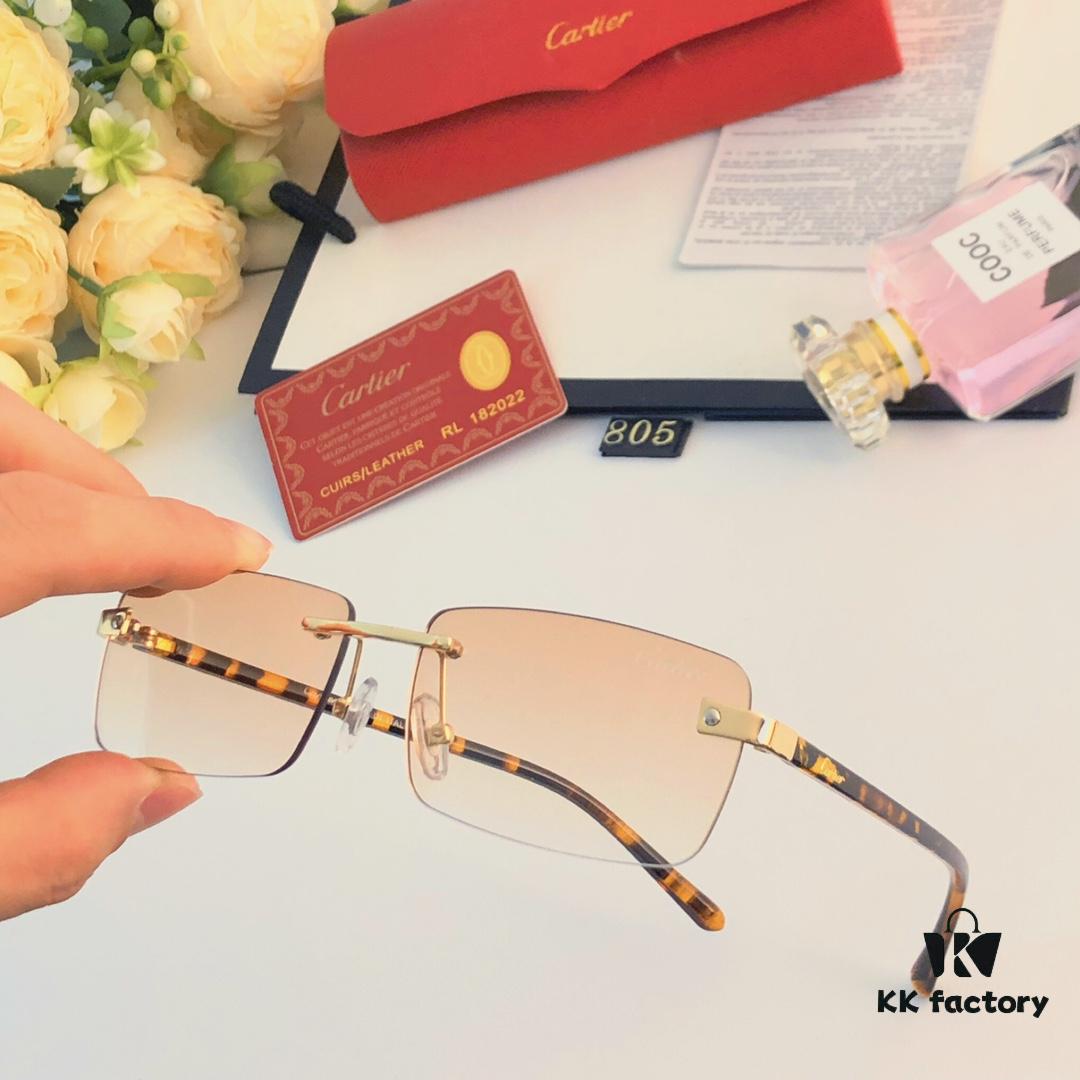 Cartier 2024 New Arrival Stylish Frameless Cut-Out Men's Sunglasses, Retro Fashion Metal Square Sunglasses, Instagram-Famous Eyewear