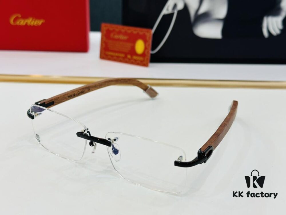 Cartier CT3524013 Unisex Sunglasses - Size 55-17-140, Ideal for Men, Universal Fit, Comfortable Wear, Wooden Temples, Suitable for Prescription Lenses