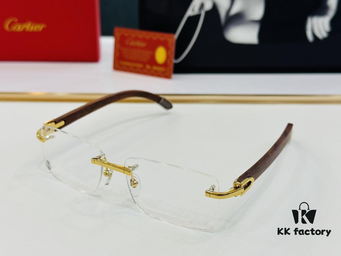 Cartier CT3524013 Unisex Sunglasses - Size 55-17-140, Ideal for Men, Universal Fit, Comfortable Wear, Wooden Temples, Suitable for Prescription Lenses