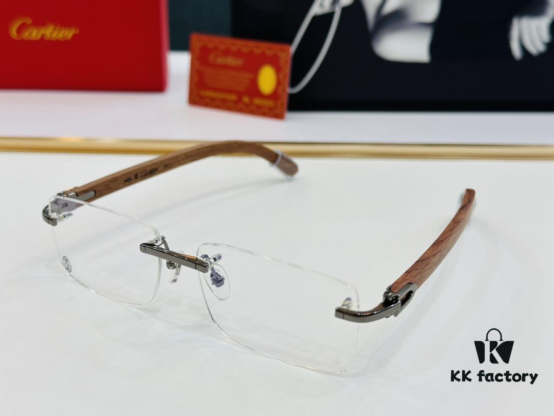 Cartier CT3524013 Unisex Sunglasses - Size 55-17-140, Ideal for Men, Universal Fit, Comfortable Wear, Wooden Temples, Suitable for Prescription Lenses