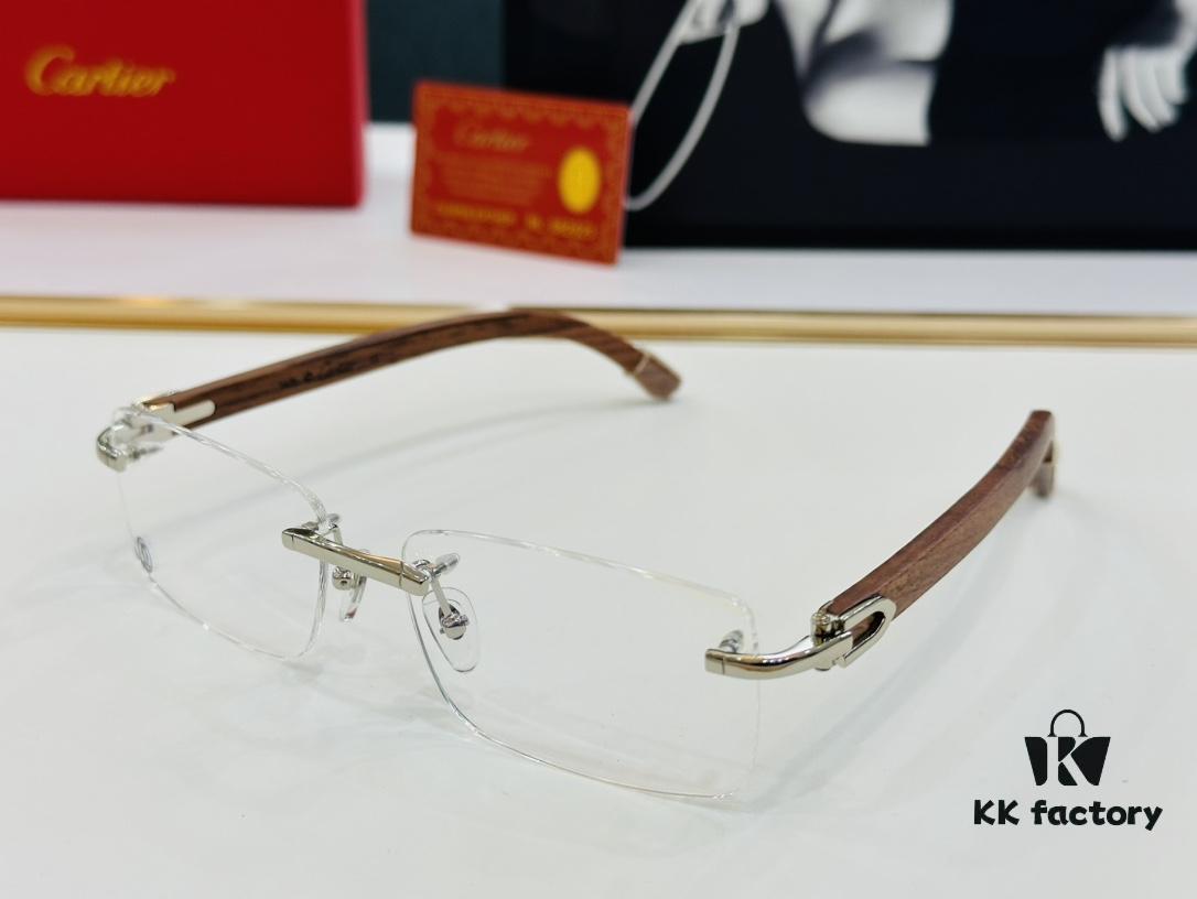 Cartier CT3524013 Unisex Sunglasses - Size 55-17-140, Ideal for Men, Universal Fit, Comfortable Wear, Wooden Temples, Suitable for Prescription Lenses