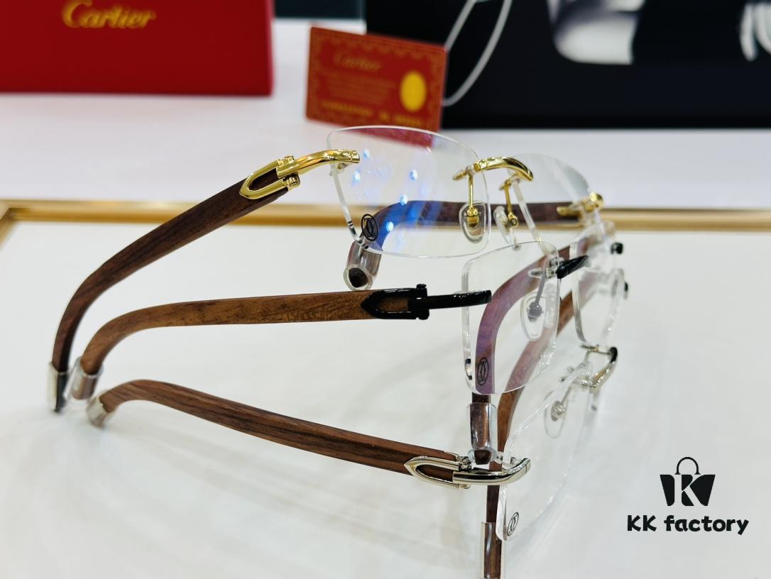 Cartier CT3524013 Unisex Sunglasses - Size 55-17-140, Ideal for Men, Universal Fit, Comfortable Wear, Wooden Temples, Suitable for Prescription Lenses