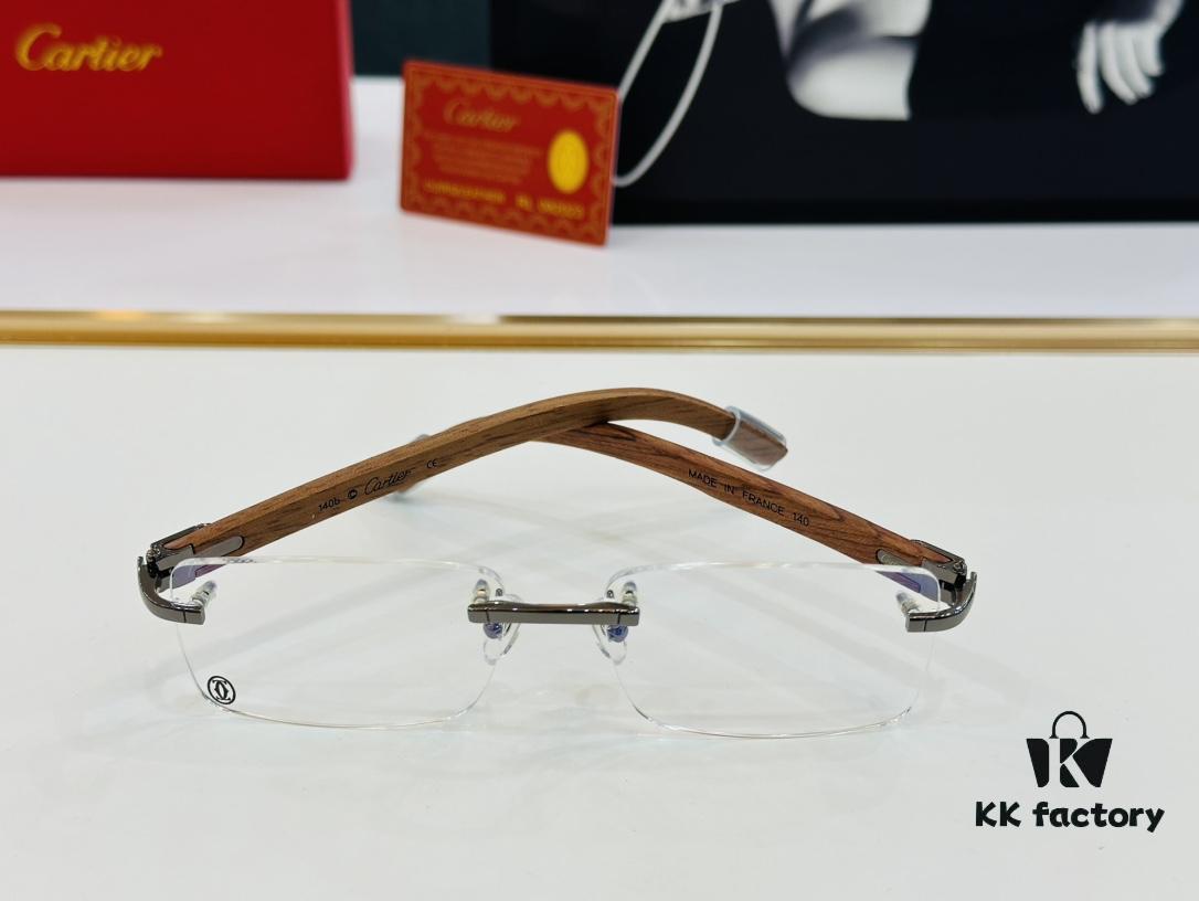 Cartier CT3524013 Unisex Sunglasses - Size 55-17-140, Ideal for Men, Universal Fit, Comfortable Wear, Wooden Temples, Suitable for Prescription Lenses