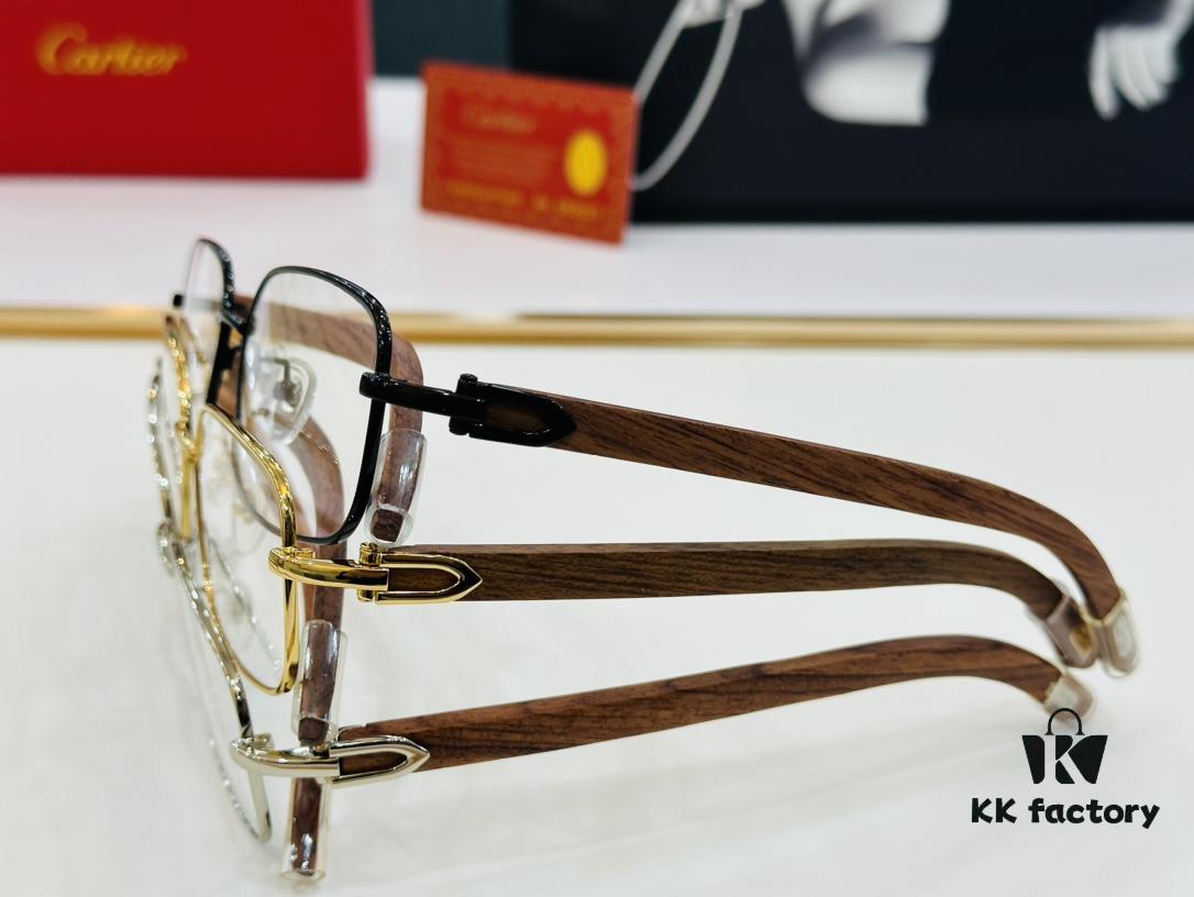 Cartier CT31361 Size: 55□18-140 Men's Sunglasses – Universal Frame Shape, Comfortable Fit, Suitable for All Face Types, Compatible with Prescription Lenses, Wooden Temples