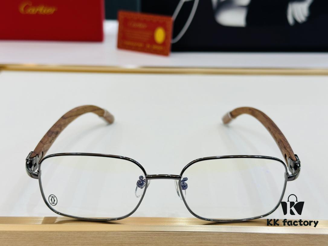 Cartier CT31361 Size: 55□18-140 Men's Sunglasses – Universal Frame Shape, Comfortable Fit, Suitable for All Face Types, Compatible with Prescription Lenses, Wooden Temples