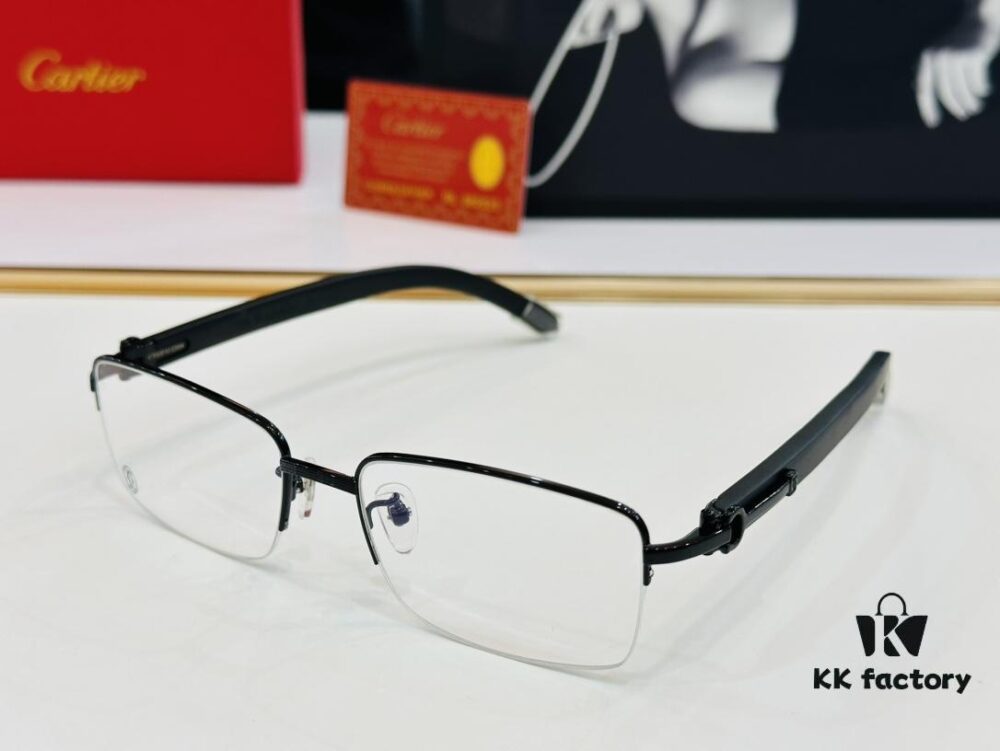 Cartier - CT00510 Size: 56□18-140 Men's Sunglasses Recommended, Universal Frame Shape Fits All Face Types, Comfortable Wear, Compatible with Prescription Lenses, Wooden Temples, Eyeglasses, Sunglasses