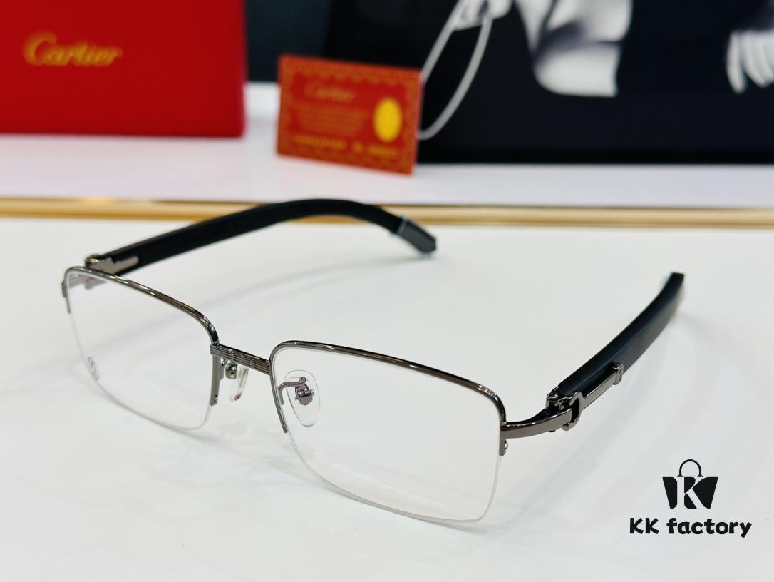 Cartier - CT00510 Size: 56□18-140 Men's Sunglasses Recommended, Universal Frame Shape Fits All Face Types, Comfortable Wear, Compatible with Prescription Lenses, Wooden Temples, Eyeglasses, Sunglasses