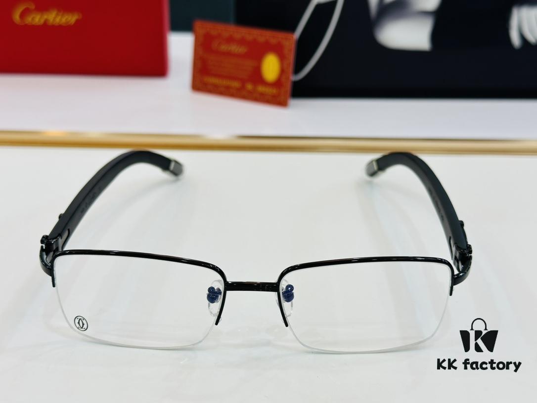 Cartier - CT00510 Size: 56□18-140 Men's Sunglasses Recommended, Universal Frame Shape Fits All Face Types, Comfortable Wear, Compatible with Prescription Lenses, Wooden Temples, Eyeglasses, Sunglasses
