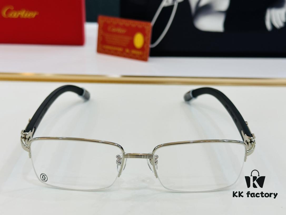 Cartier - CT00510 Size: 56□18-140 Men's Sunglasses Recommended, Universal Frame Shape Fits All Face Types, Comfortable Wear, Compatible with Prescription Lenses, Wooden Temples, Eyeglasses, Sunglasses