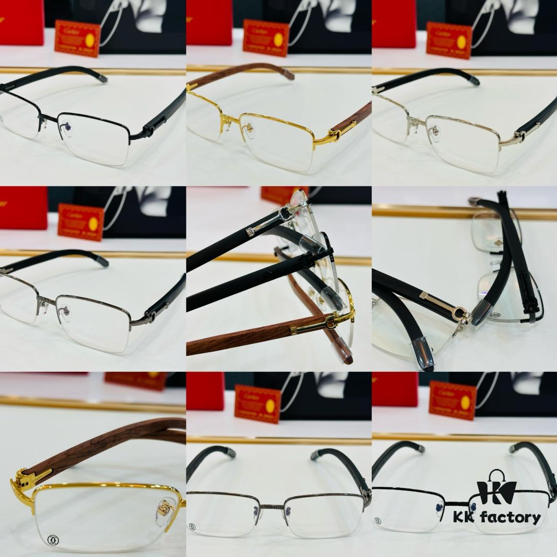 Cartier - CT00510 Size: 56□18-140 Men's Sunglasses Recommended, Universal Frame Shape Fits All Face Types, Comfortable Wear, Compatible with Prescription Lenses, Wooden Temples, Eyeglasses, Sunglasses