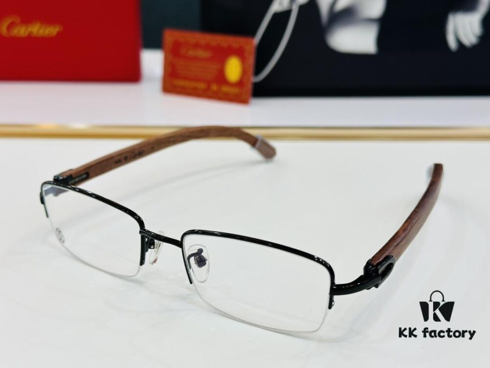 Cartier - CT00536O Size: 54 □ 19-140 Men's Sunglasses, Universal Frame Shape, Comfortable Fit, Suitable for All Face Types, Can Be Fitted with Prescription Lenses, Wooden Temples
