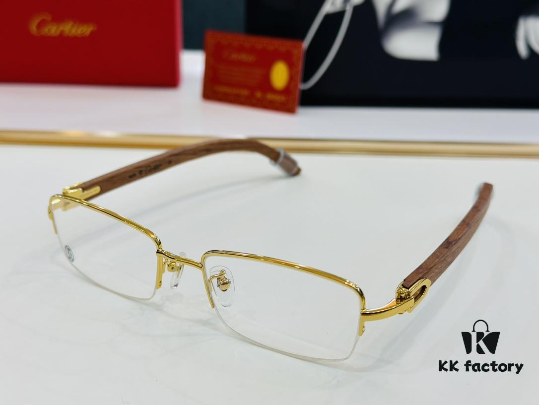 Cartier - CT00536O Size: 54 □ 19-140 Men's Sunglasses, Universal Frame Shape, Comfortable Fit, Suitable for All Face Types, Can Be Fitted with Prescription Lenses, Wooden Temples