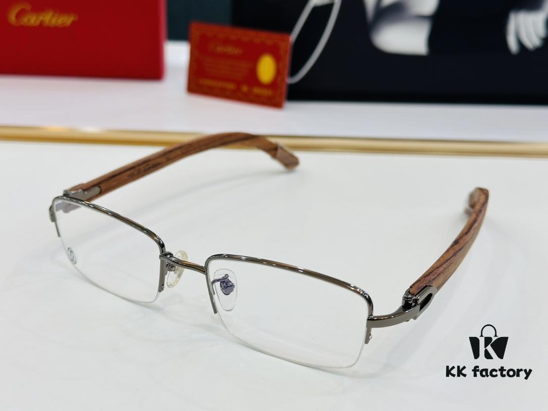 Cartier - CT00536O Size: 54 □ 19-140 Men's Sunglasses, Universal Frame Shape, Comfortable Fit, Suitable for All Face Types, Can Be Fitted with Prescription Lenses, Wooden Temples