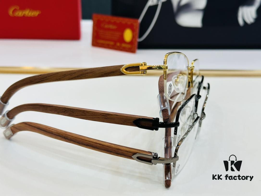 Cartier - CT00536O Size: 54 □ 19-140 Men's Sunglasses, Universal Frame Shape, Comfortable Fit, Suitable for All Face Types, Can Be Fitted with Prescription Lenses, Wooden Temples