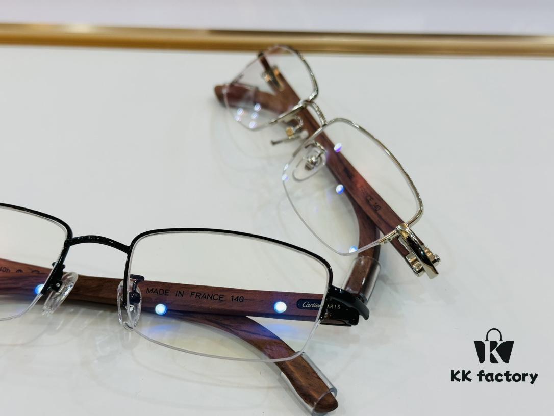 Cartier - CT00536O Size: 54 □ 19-140 Men's Sunglasses, Universal Frame Shape, Comfortable Fit, Suitable for All Face Types, Can Be Fitted with Prescription Lenses, Wooden Temples