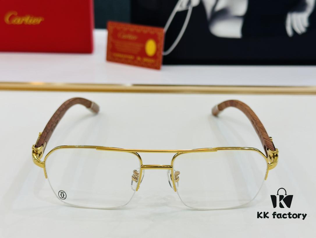 Cartier CT00536O Size: 55 □ 18-140 Men's Sunglasses Recommended, Flattering on All Face Shapes, Comfortable to Wear, Compatible with Prescription Lenses, Wooden Temples
