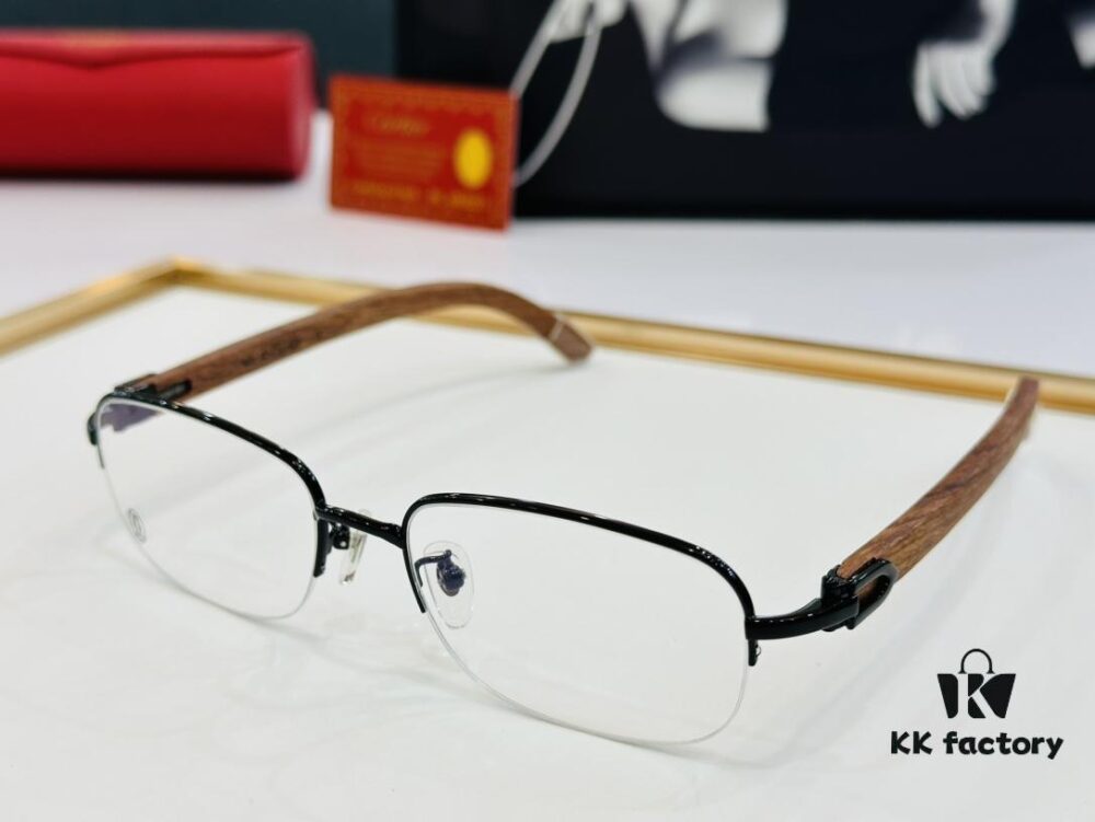 Cartier - CT8101 Size: 56□18-140 Men's Sunglasses, Universal Frame Shape for All Face Types, Comfortable Wear, Compatible with Prescription Lenses, Wooden Temples