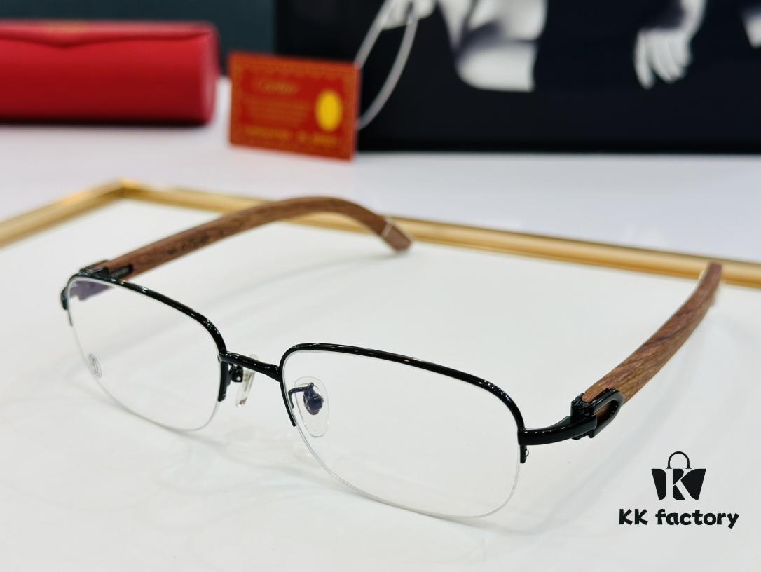 Cartier - CT8101 Size: 56□18-140 Men's Sunglasses, Universal Frame Shape for All Face Types, Comfortable Wear, Compatible with Prescription Lenses, Wooden Temples