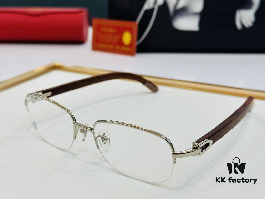 Cartier - CT8101 Size: 56□18-140 Men's Sunglasses, Universal Frame Shape for All Face Types, Comfortable Wear, Compatible with Prescription Lenses, Wooden Temples