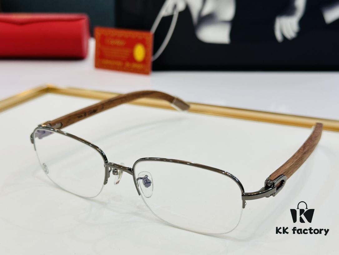 Cartier - CT8101 Size: 56□18-140 Men's Sunglasses, Universal Frame Shape for All Face Types, Comfortable Wear, Compatible with Prescription Lenses, Wooden Temples