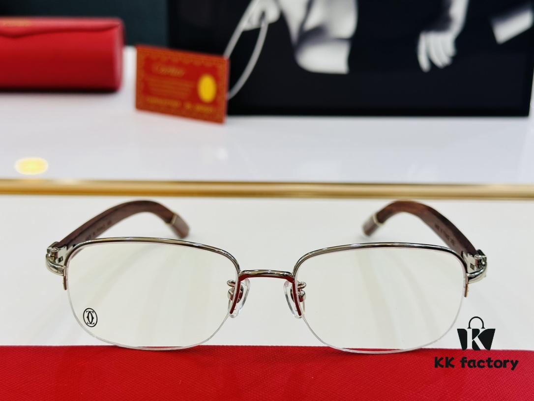 Cartier - CT8101 Size: 56□18-140 Men's Sunglasses, Universal Frame Shape for All Face Types, Comfortable Wear, Compatible with Prescription Lenses, Wooden Temples