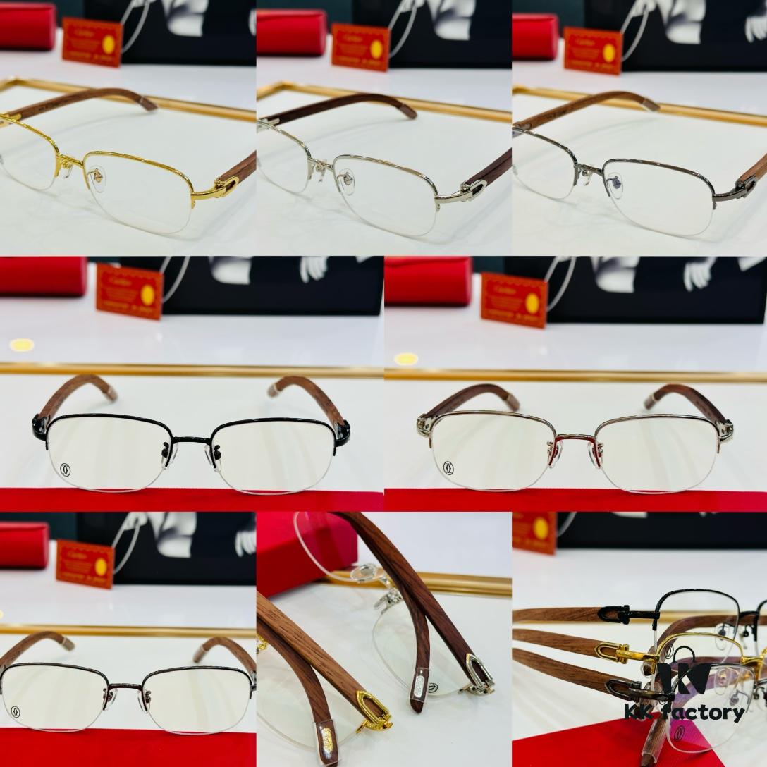 Cartier - CT8101 Size: 56□18-140 Men's Sunglasses, Universal Frame Shape for All Face Types, Comfortable Wear, Compatible with Prescription Lenses, Wooden Temples