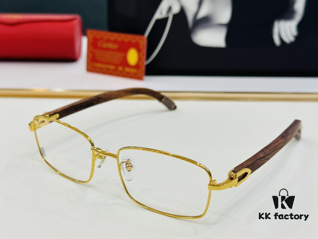 Cartier CT313617 Size 56-17-140 Men's Sunglasses, Universal Frame Shape for All Face Types, Comfortable Fit, Can Be Fitted with Prescription Lenses, Wooden Temples