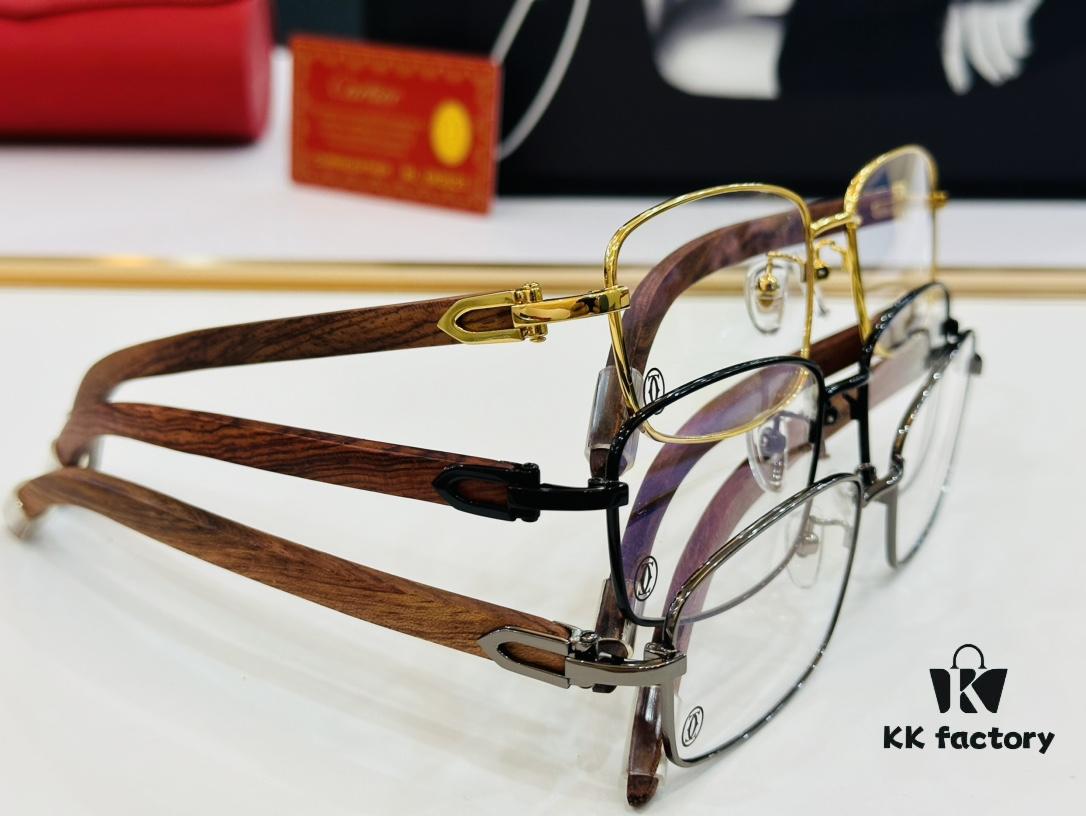 Cartier CT313617 Size 56-17-140 Men's Sunglasses, Universal Frame Shape for All Face Types, Comfortable Fit, Can Be Fitted with Prescription Lenses, Wooden Temples