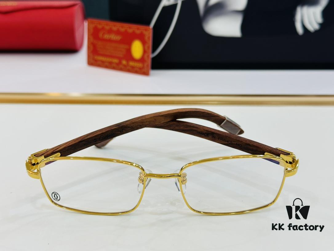 Cartier CT313617 Size 56-17-140 Men's Sunglasses, Universal Frame Shape for All Face Types, Comfortable Fit, Can Be Fitted with Prescription Lenses, Wooden Temples