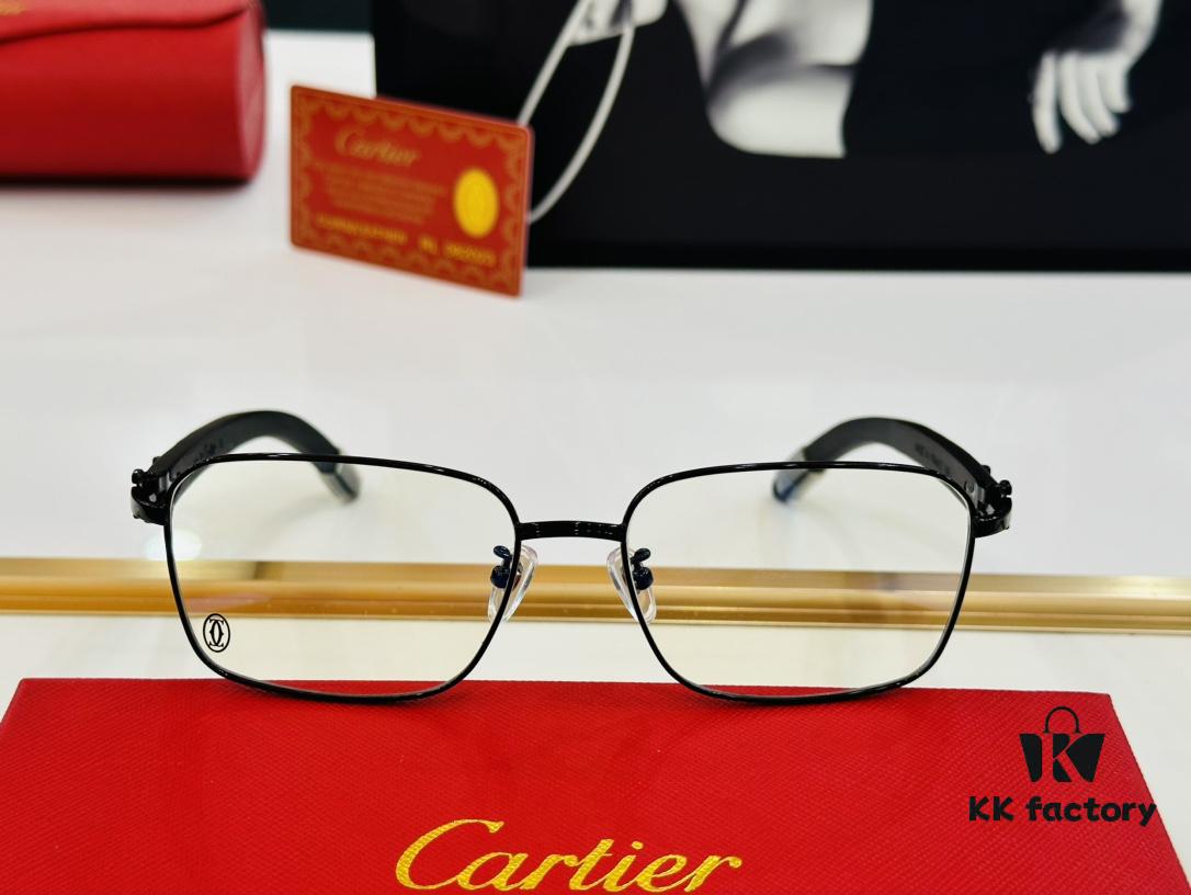 Cartier CT20821O Unisex Sunglasses - Size 57□17-140, Recommended for Men, Universal Frame Shape Fits All Face Types, Comfortable Wear, Compatible with Prescription Lenses, Wooden Temples