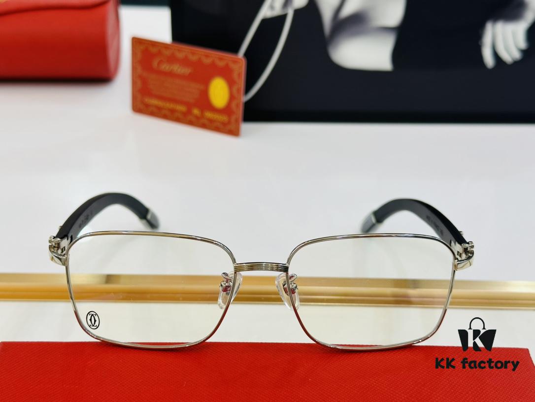 Cartier CT20821O Unisex Sunglasses - Size 57□17-140, Recommended for Men, Universal Frame Shape Fits All Face Types, Comfortable Wear, Compatible with Prescription Lenses, Wooden Temples