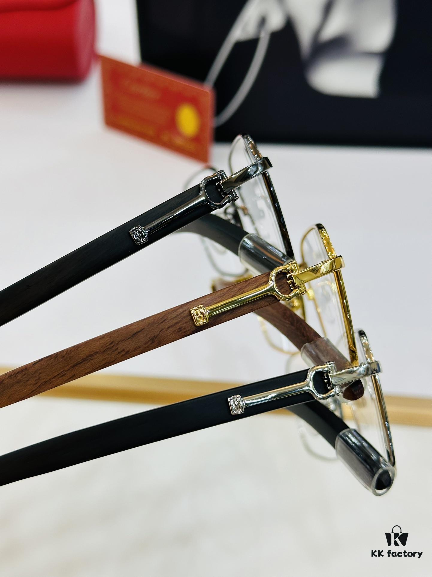 Cartier CT20821O Unisex Sunglasses - Size 57□17-140, Recommended for Men, Universal Frame Shape Fits All Face Types, Comfortable Wear, Compatible with Prescription Lenses, Wooden Temples