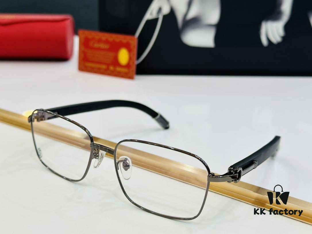 Cartier CT20821O Unisex Sunglasses - Size 57□17-140, Recommended for Men, Universal Frame Shape Fits All Face Types, Comfortable Wear, Compatible with Prescription Lenses, Wooden Temples