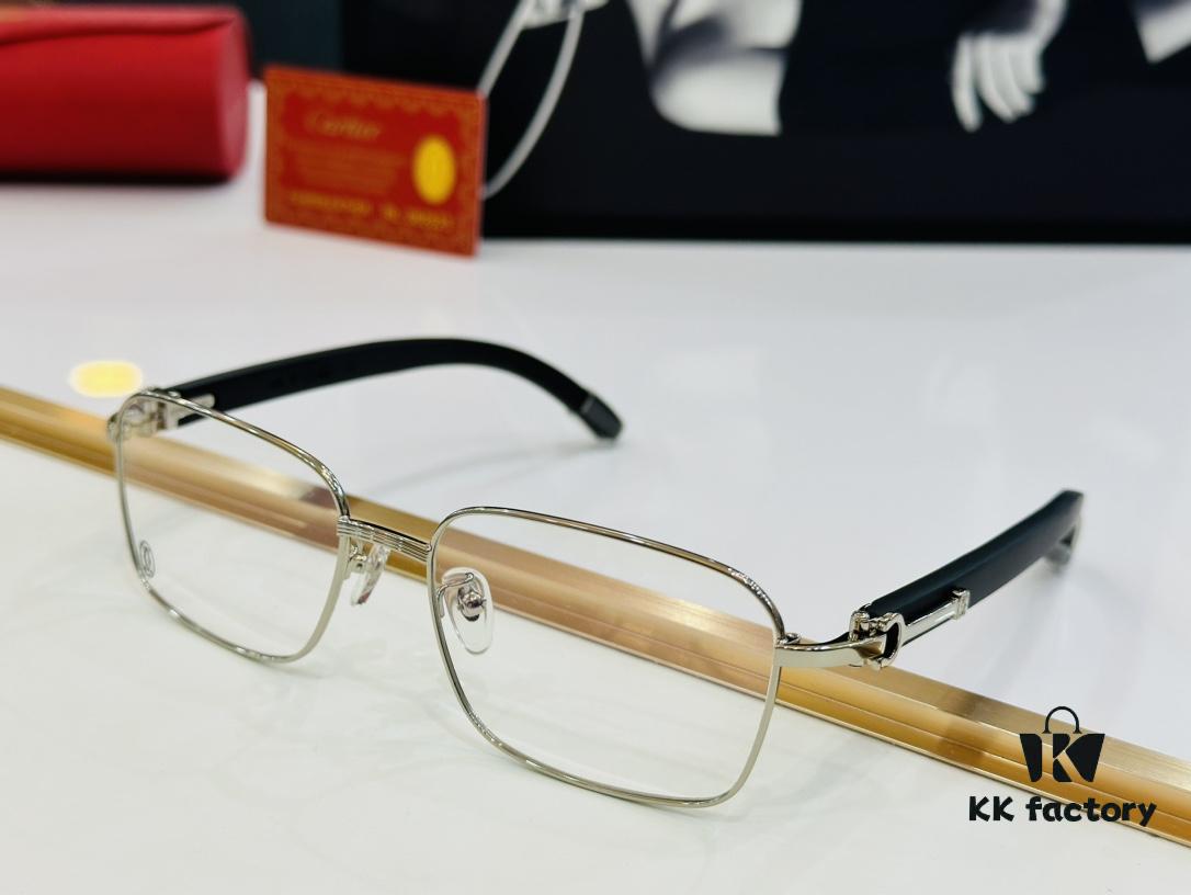 Cartier CT20821O Unisex Sunglasses - Size 57□17-140, Recommended for Men, Universal Frame Shape Fits All Face Types, Comfortable Wear, Compatible with Prescription Lenses, Wooden Temples