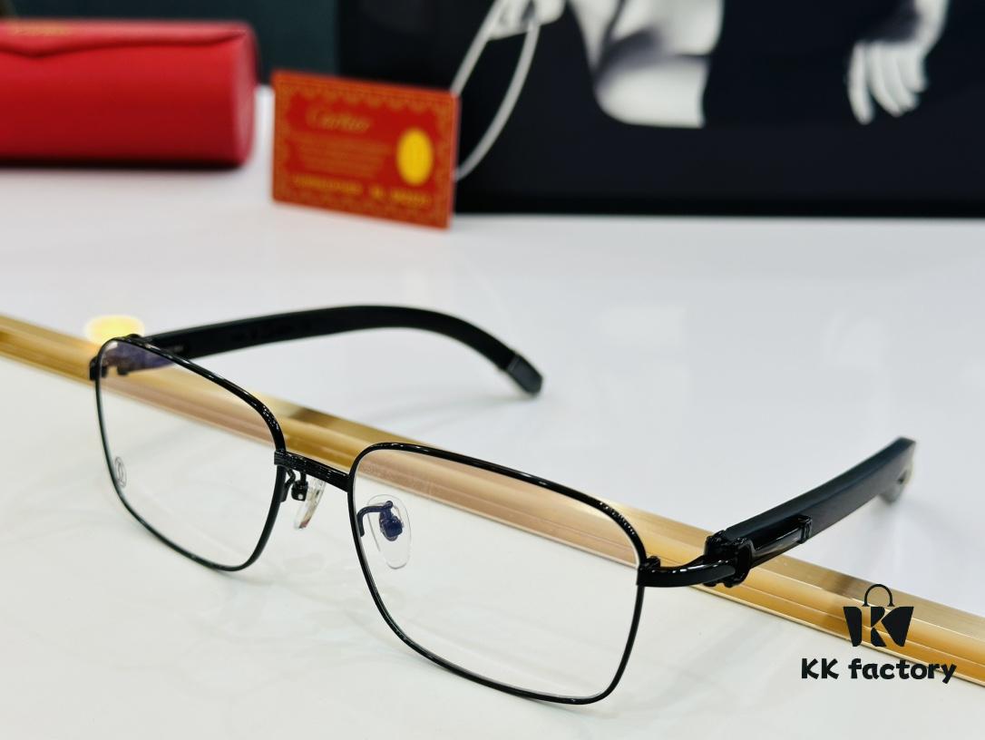 Cartier CT20821O Unisex Sunglasses - Size 57□17-140, Recommended for Men, Universal Frame Shape Fits All Face Types, Comfortable Wear, Compatible with Prescription Lenses, Wooden Temples