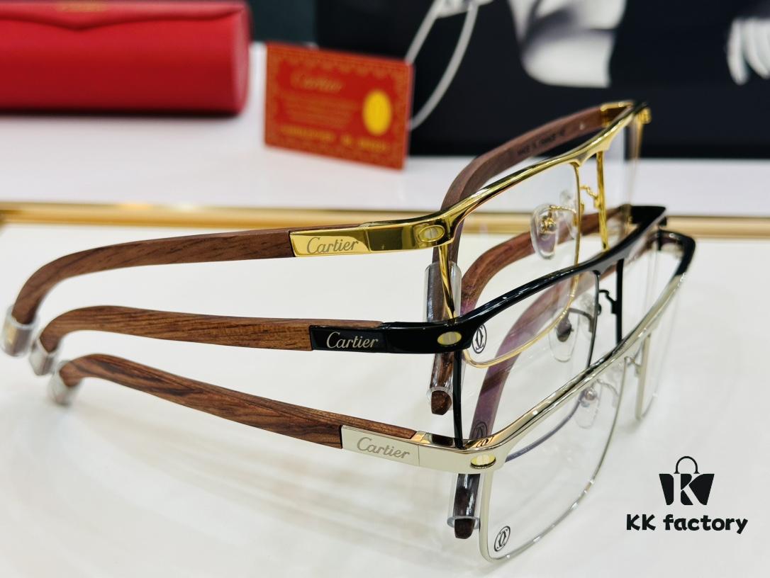 Cartier CT458312O Unisex Sunglasses, Size 54-18-140, Wooden Temples, Stylish and Comfortable Fit, Suitable for All Face Shapes