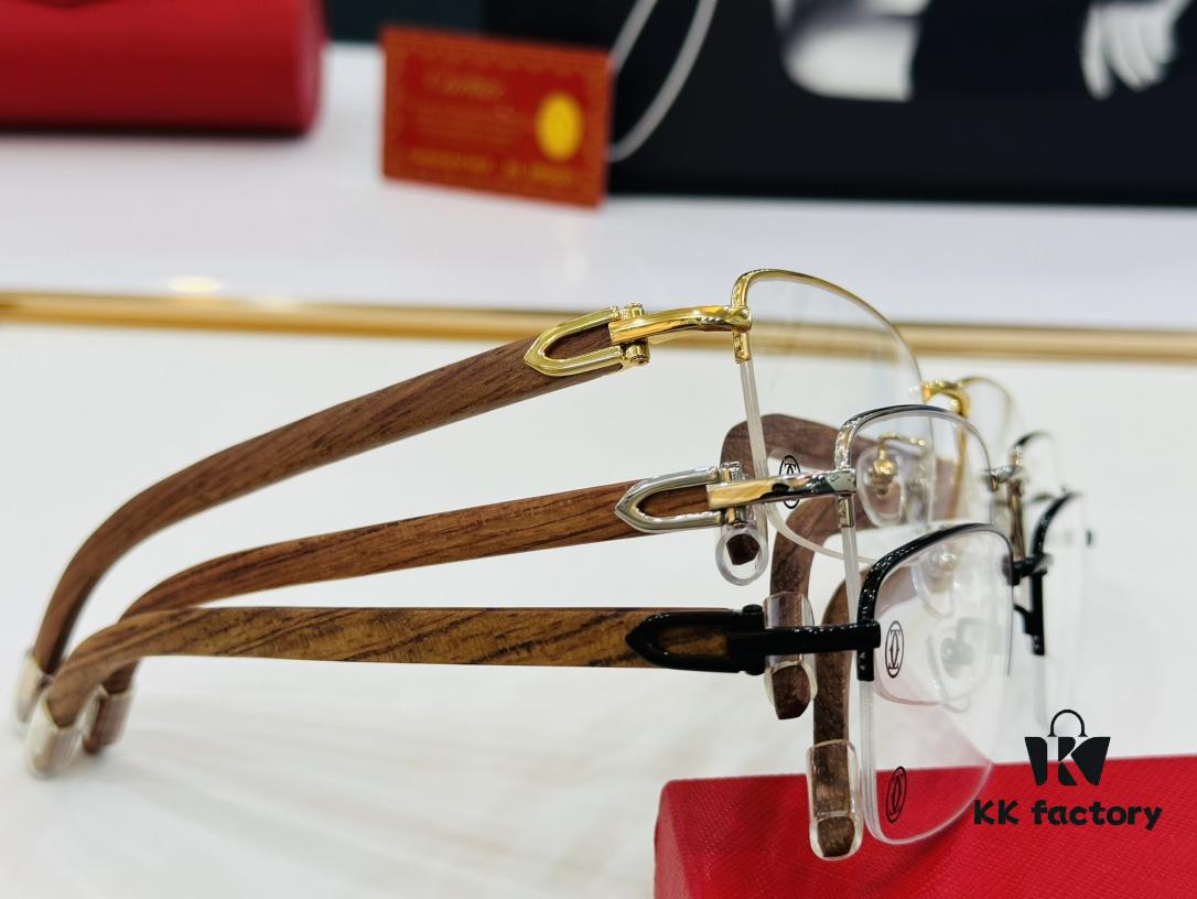 Cartier CT313615 Unisex Sunglasses, Size 54 □ 19-140, Recommended for Men, Universal Frame Shape Fits All Face Types, Comfortable Wear, Compatible with Prescription Lenses, Wooden Temples