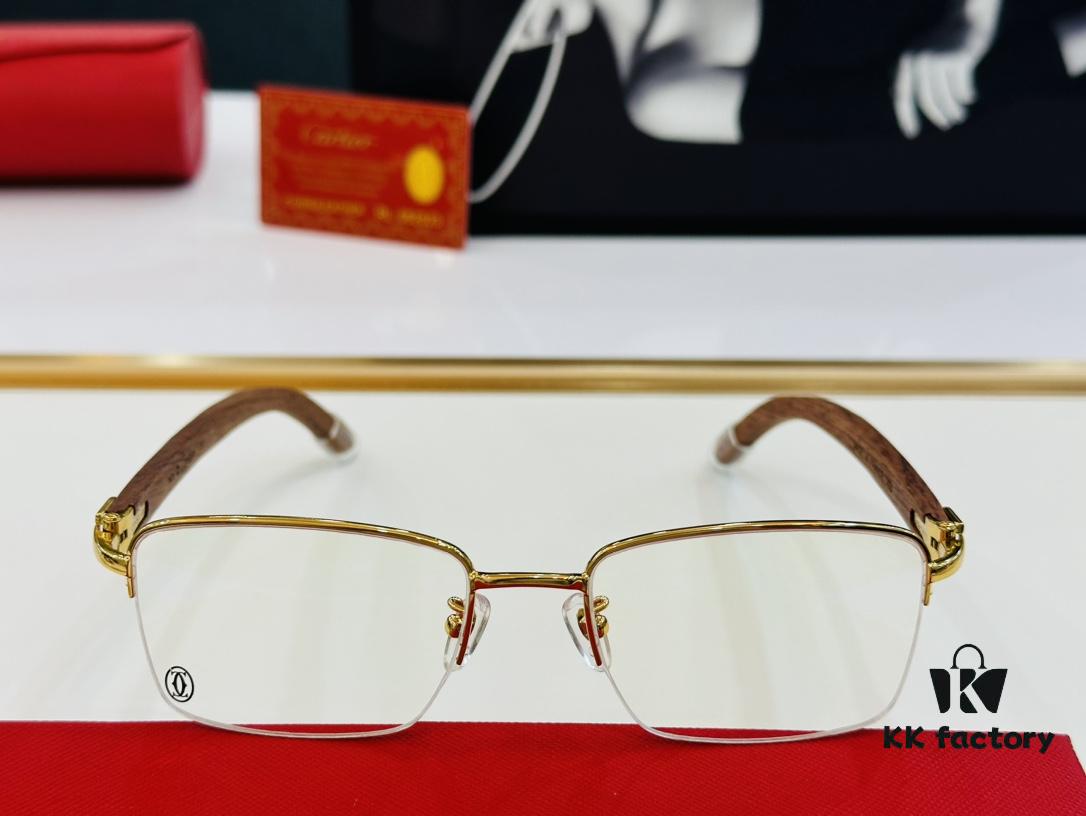 Cartier CT313615 Unisex Sunglasses, Size 54 □ 19-140, Recommended for Men, Universal Frame Shape Fits All Face Types, Comfortable Wear, Compatible with Prescription Lenses, Wooden Temples