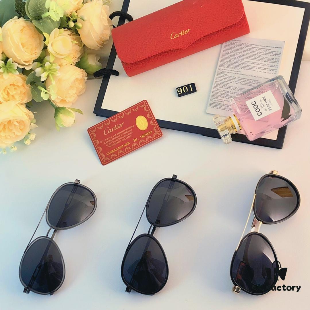 Cartier Minimalist Oversized Aviator Sunglasses, Fashionable Unisex Beach Shades