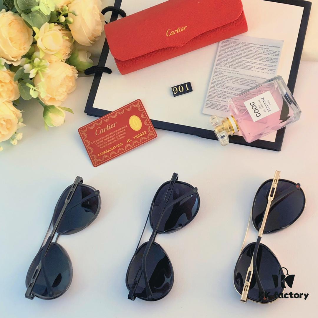 Cartier Minimalist Oversized Aviator Sunglasses, Fashionable Unisex Beach Shades