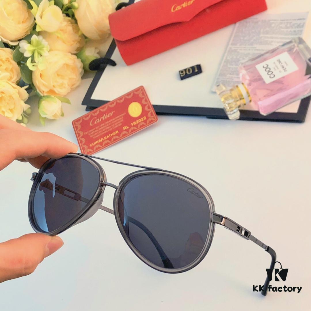 Cartier Minimalist Oversized Aviator Sunglasses, Fashionable Unisex Beach Shades