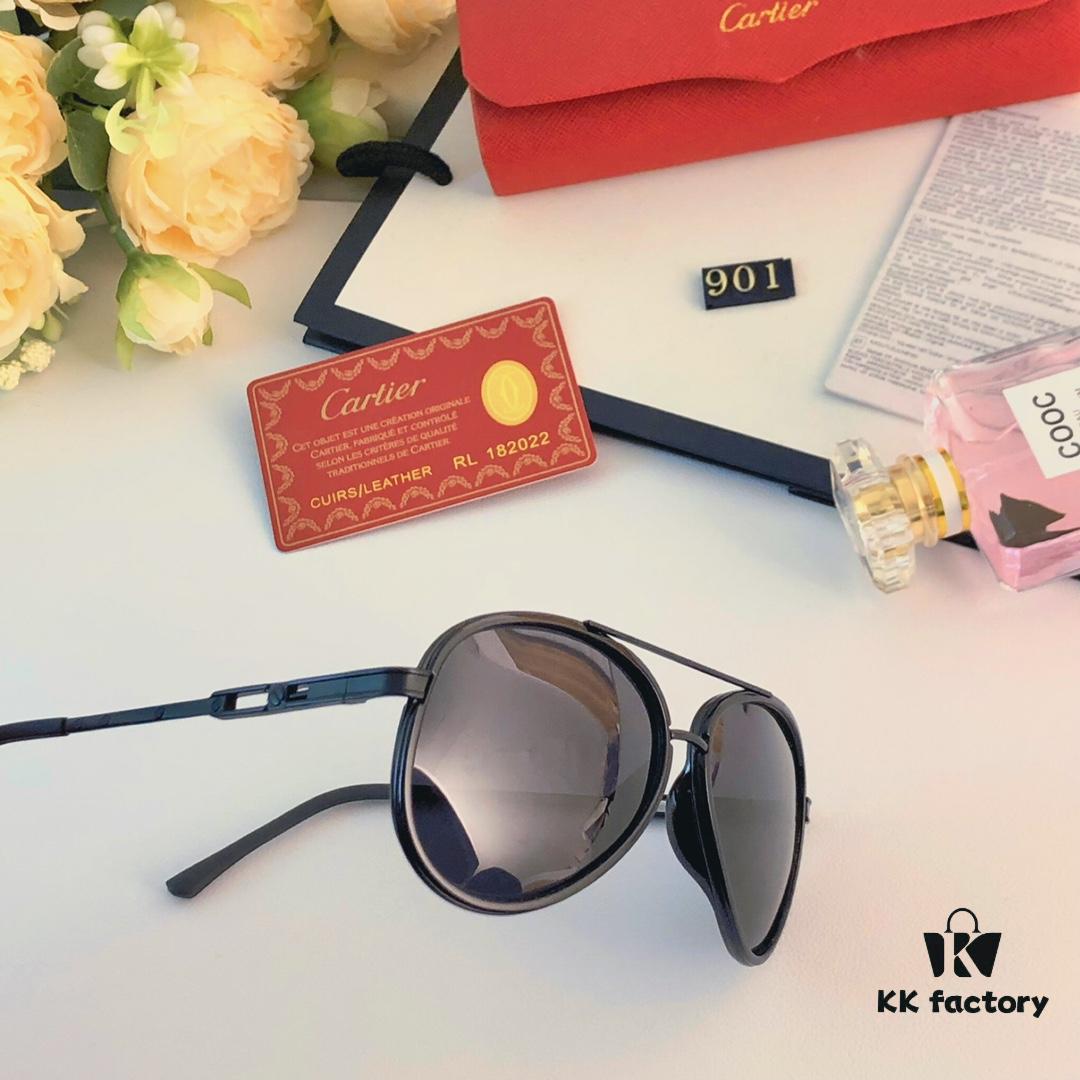 Cartier Minimalist Oversized Aviator Sunglasses, Fashionable Unisex Beach Shades